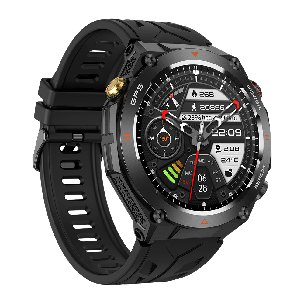 COLMI V75 GPS ჭკვიანი საათი, გამძლე გარე ფიტნეს ტრეკერი, შავი ფერის მარცხენა